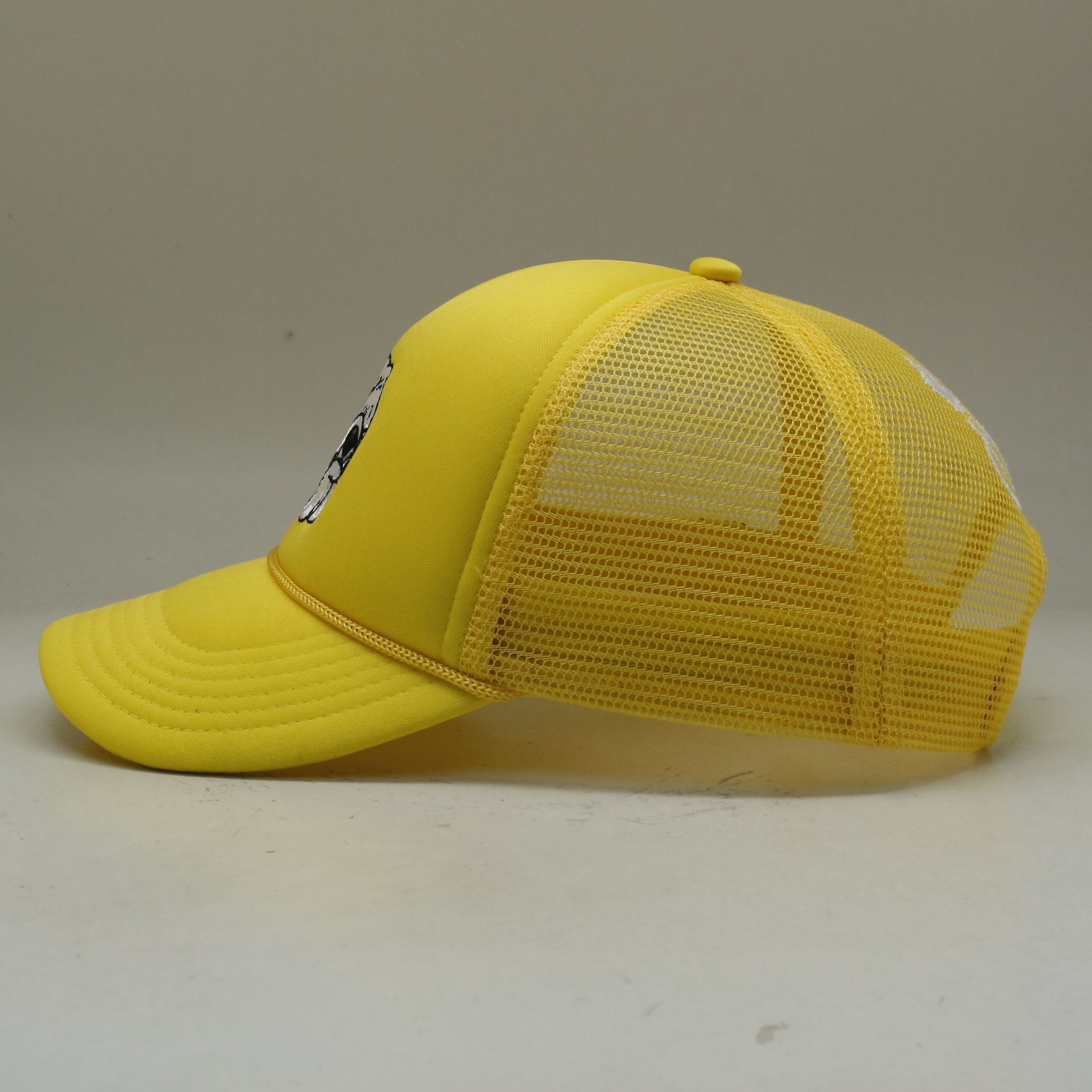 Yellow Mesh Bulldog Cap – Embroidered Foam Front Trucker Hat