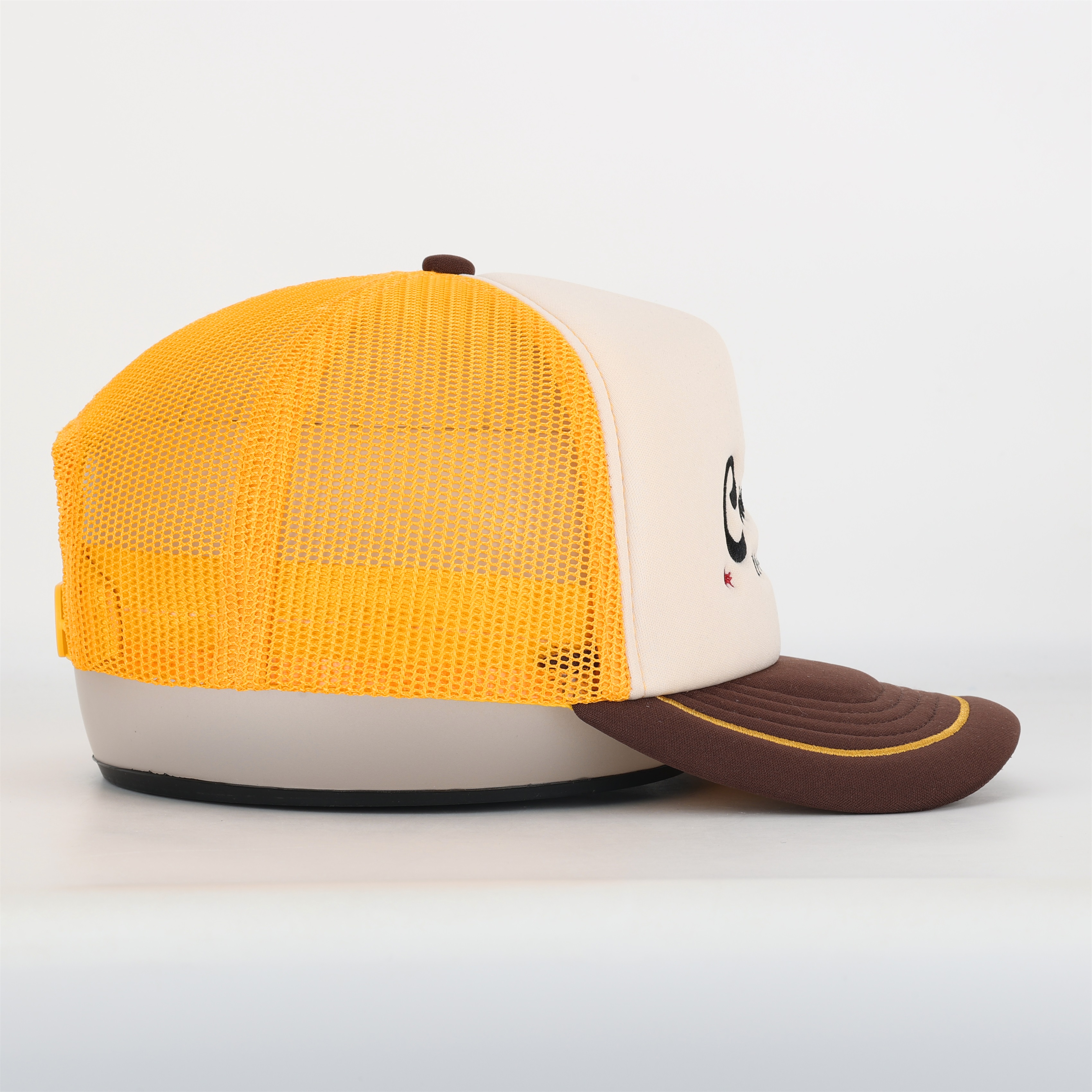Retro Style Cherry’s Trucker Cap – Brown Yellow Mesh Snapback