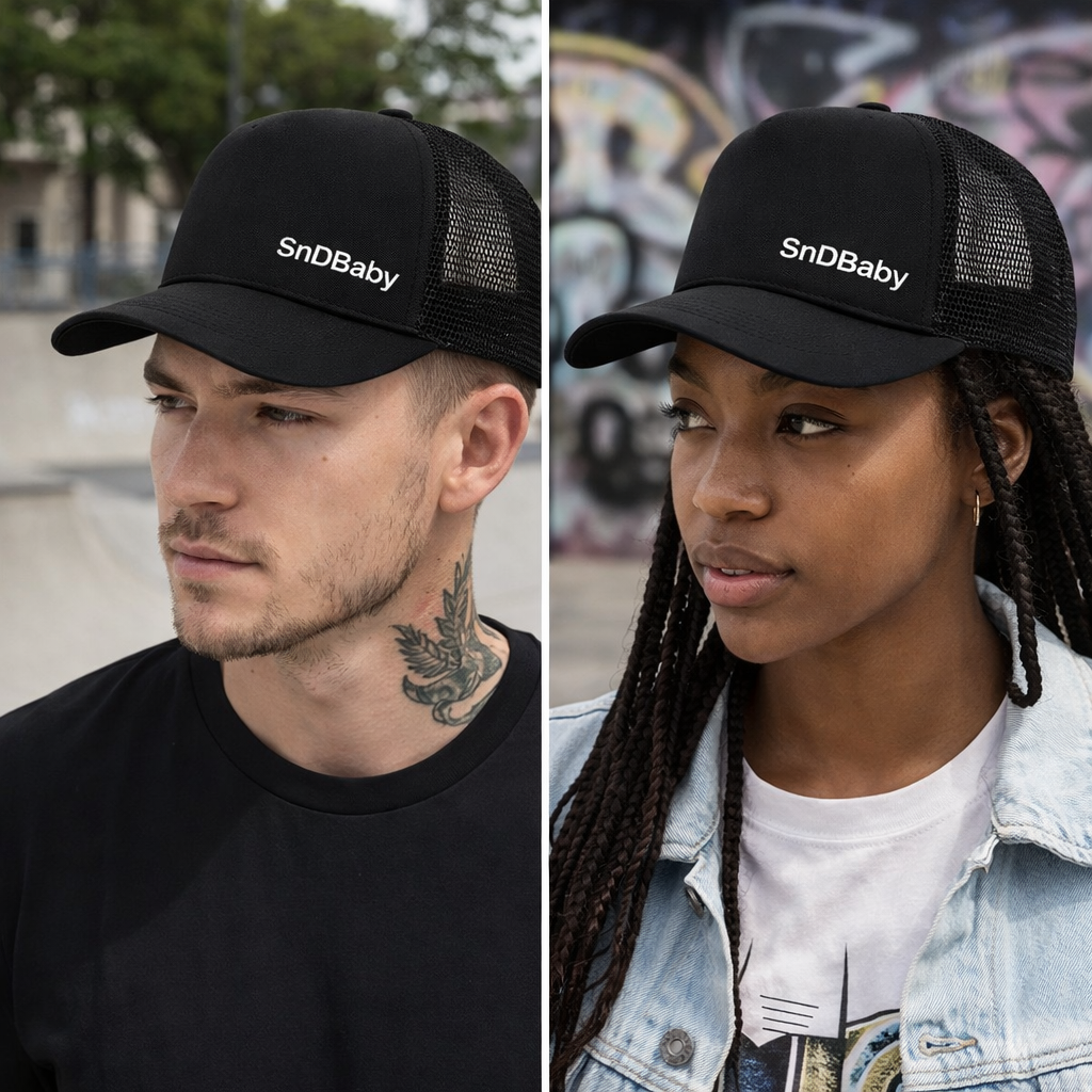 SnDBaby Black Mesh Back Foam Trucker Cap – Casual Street Style Hat