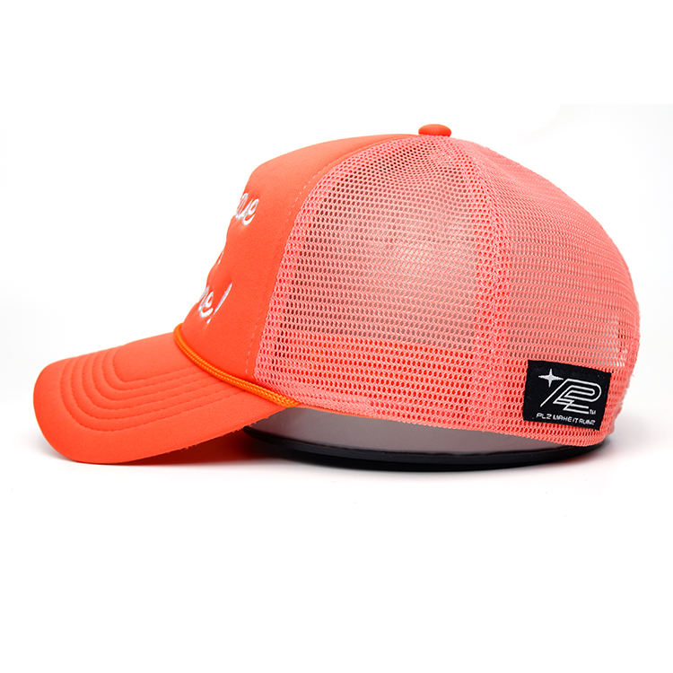 Bold Slogan Foam Trucker Hat – Orange 5 Panel Mesh Cap