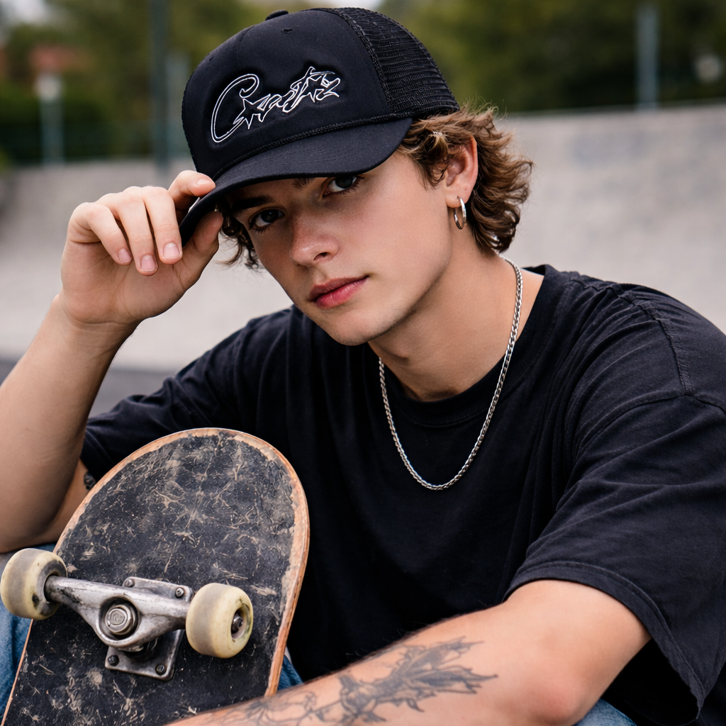 Foam Front Mesh Trucker Hat with Star Logo Embroidery