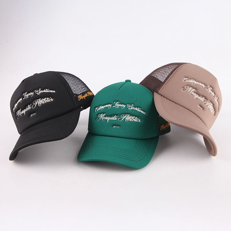 Luxury Letter Embroidered Trucker Cap – 5 Panel Mesh Back Hat