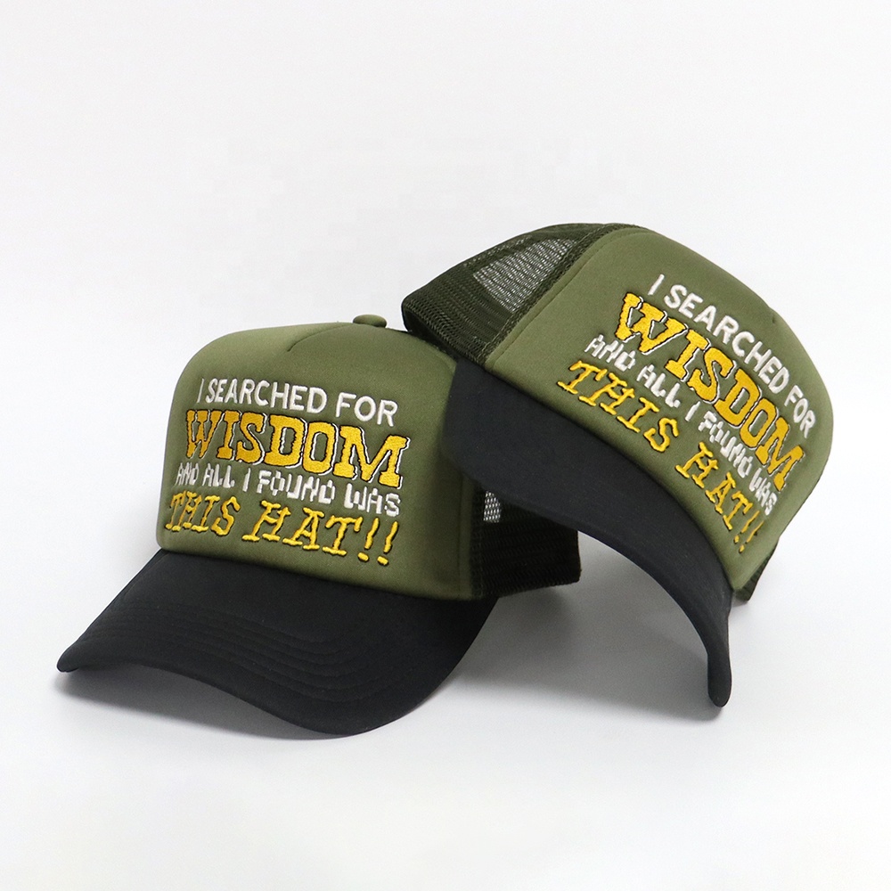 5 Panel Foam Trucker Hat with Flat Embroidery Slogan Adjustable Snapback Cap