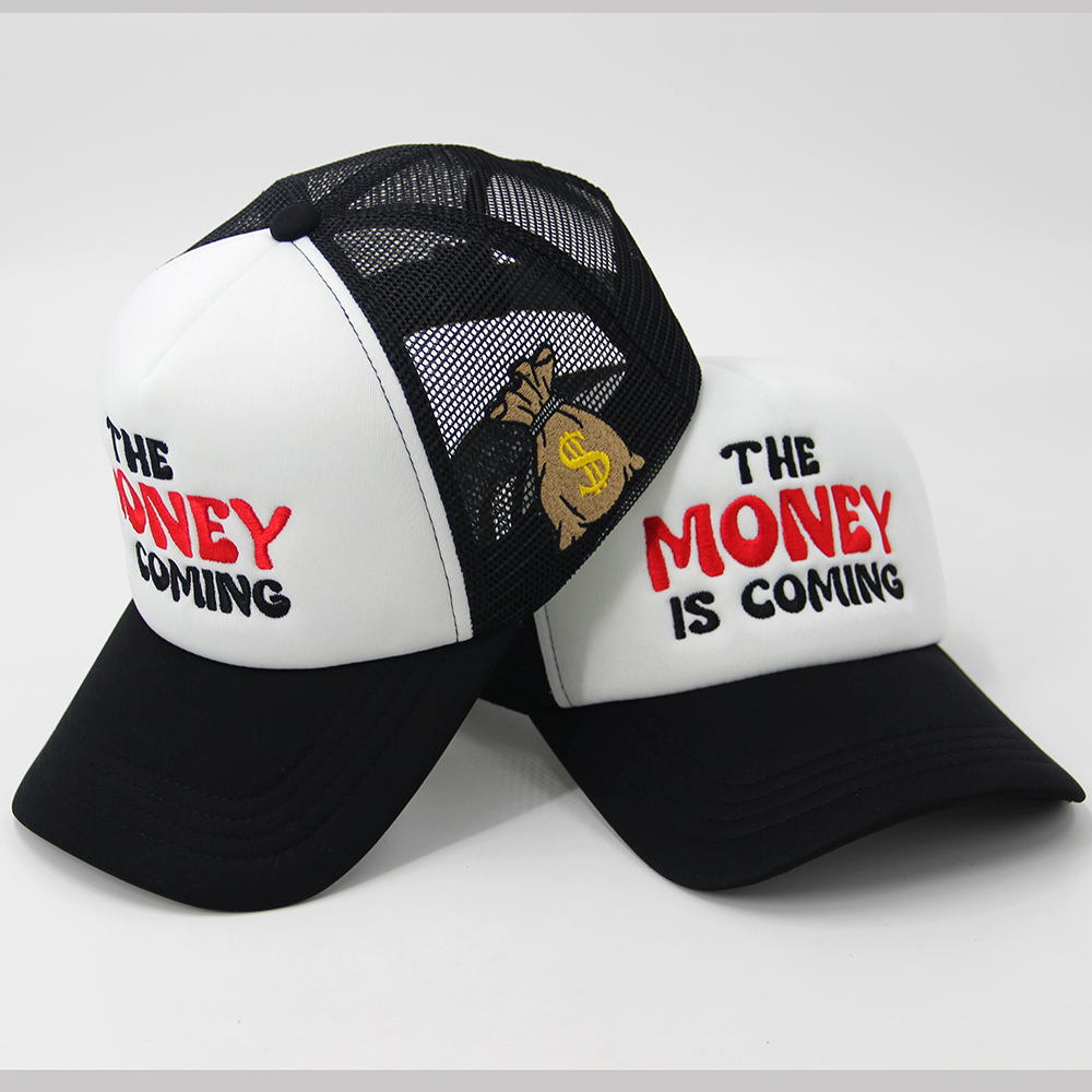 The Money Is Coming Embroidered Foam Mesh Trucker Hat