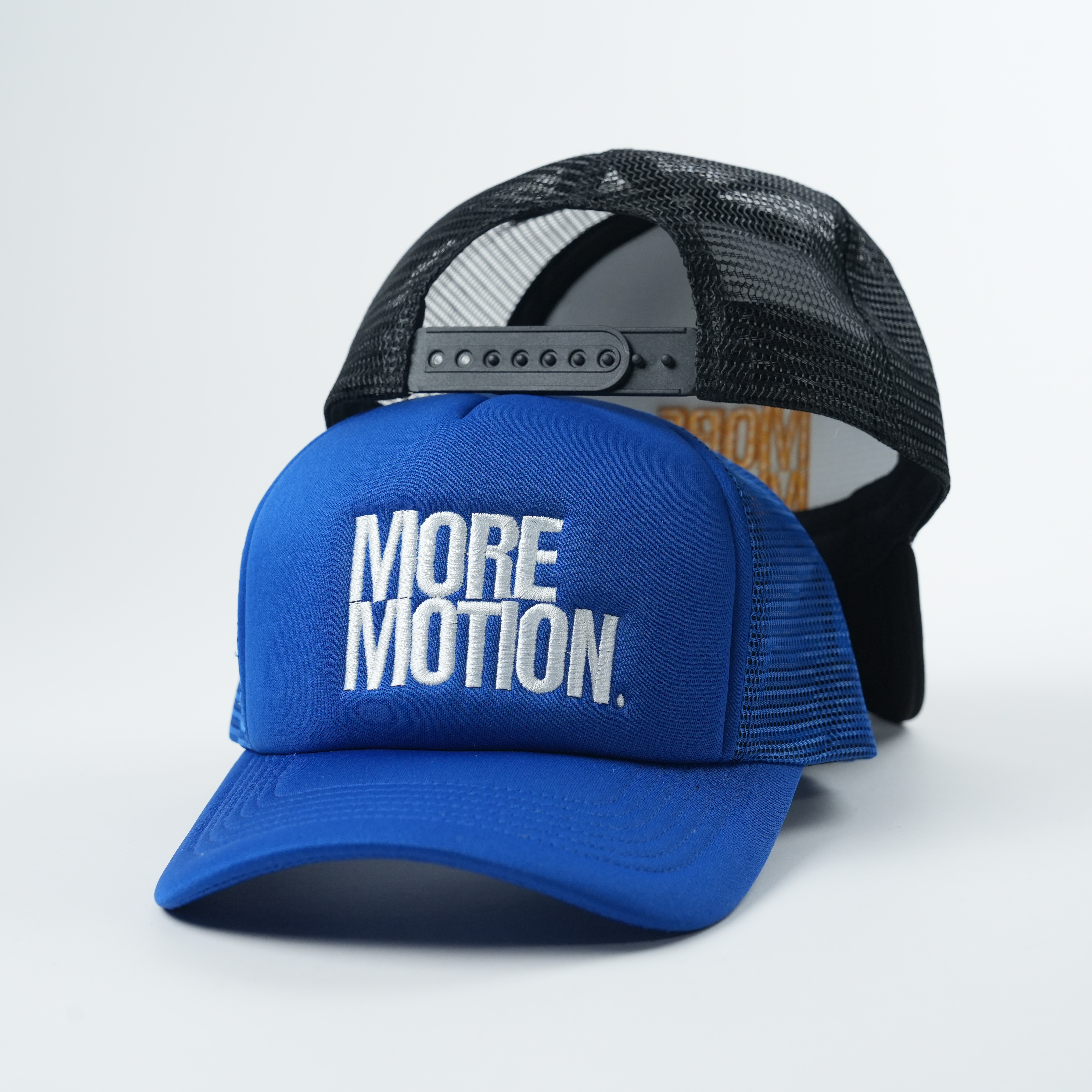 Bold Letter Foam Trucker Hat with Mesh Back – Black & Blue Color Options