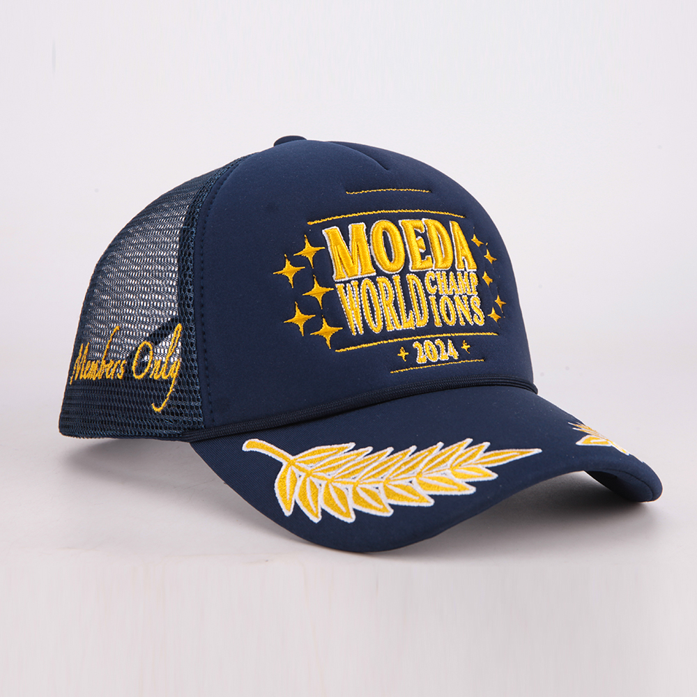 Navy Embroidered Championship Trucker Cap 2024 Wing Design Snapback Hat