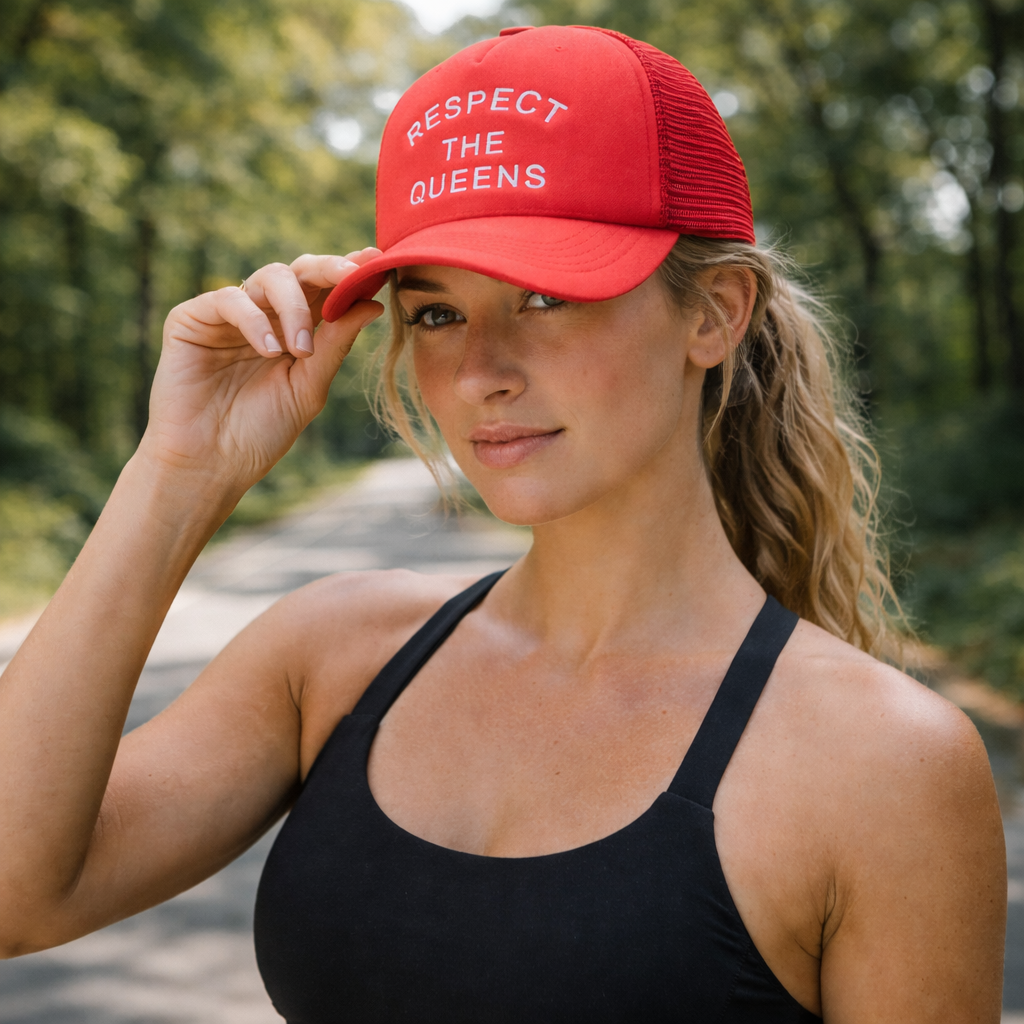 Respect The Queens Embroidered Red Trucker Hat