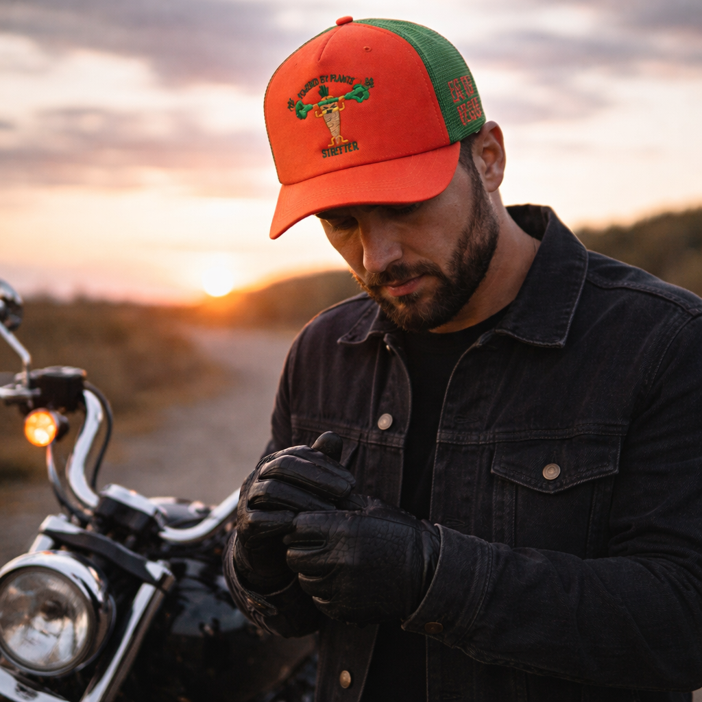 Two-Tone Foam Trucker Cap with Embroidered Vegetable Graphic
