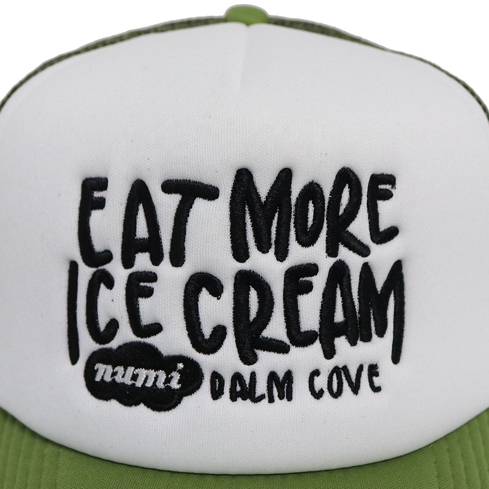 Eat More Ice Cream Embroidered 5-Panel Foam Trucker Hat with Flat Embroidery