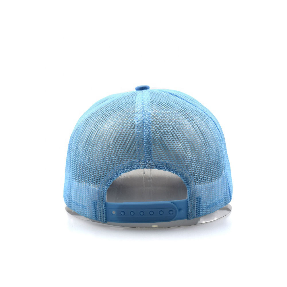 Lost Angel Embroidered Blue White Foam Mesh Trucker Hat – 5 Panel Snapback