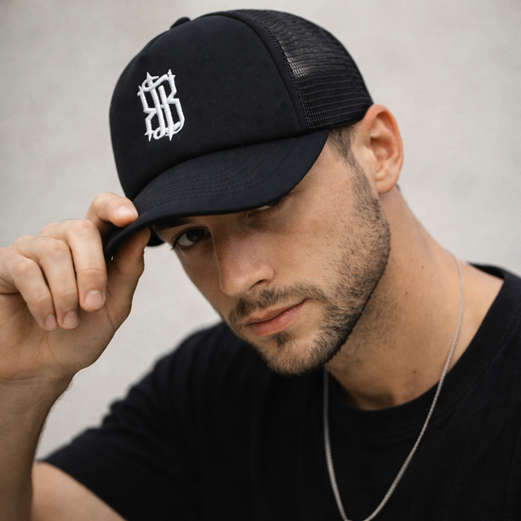 Minimalist Monogram Mesh Trucker Hat – Foam Front Embroidered Cap