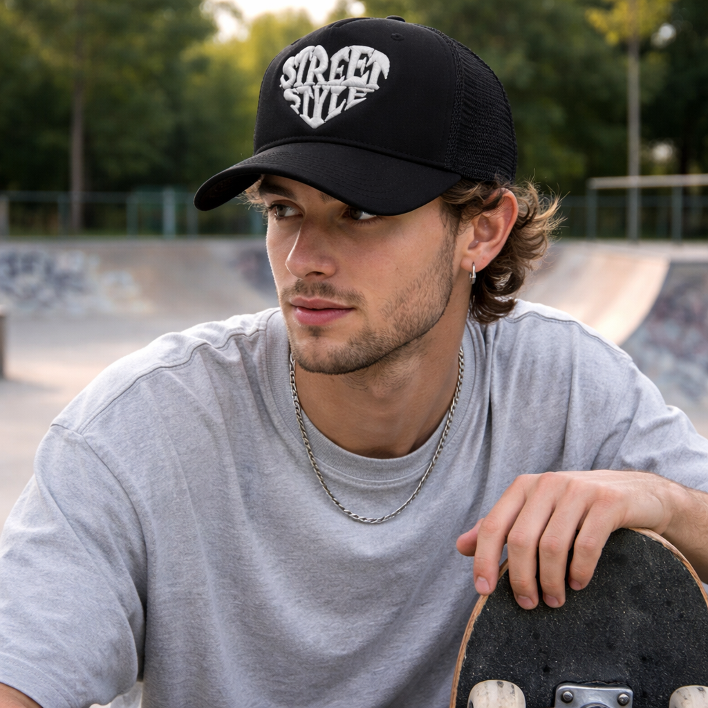 “STREET STYLE” Puff Embroidery Foam Trucker Hat – 3 Color Options