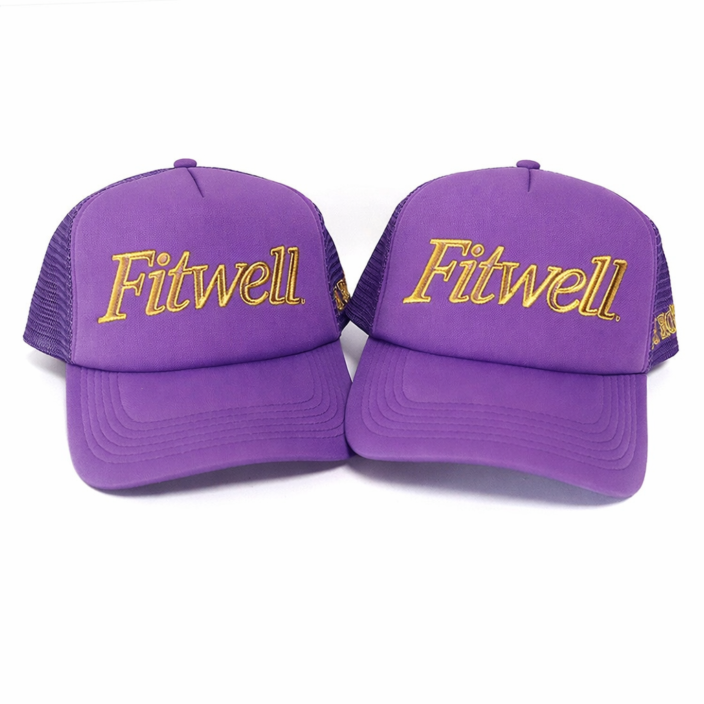 Purple Trucker Hat with Yellow &quotBLACK MADE BY