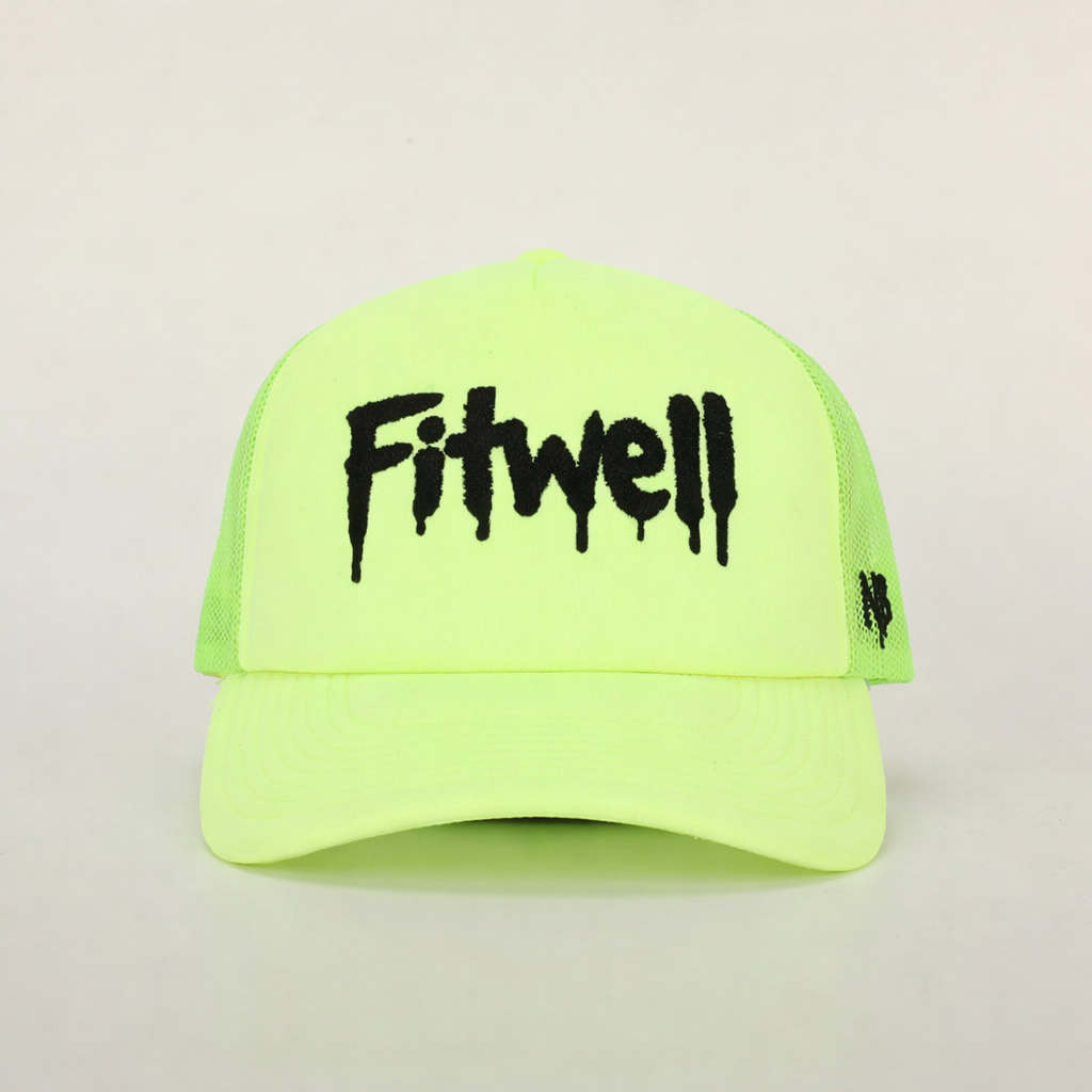 Neon Foam Front 5 Panel Mesh Trucker Hat with Bold Embroidered Logo