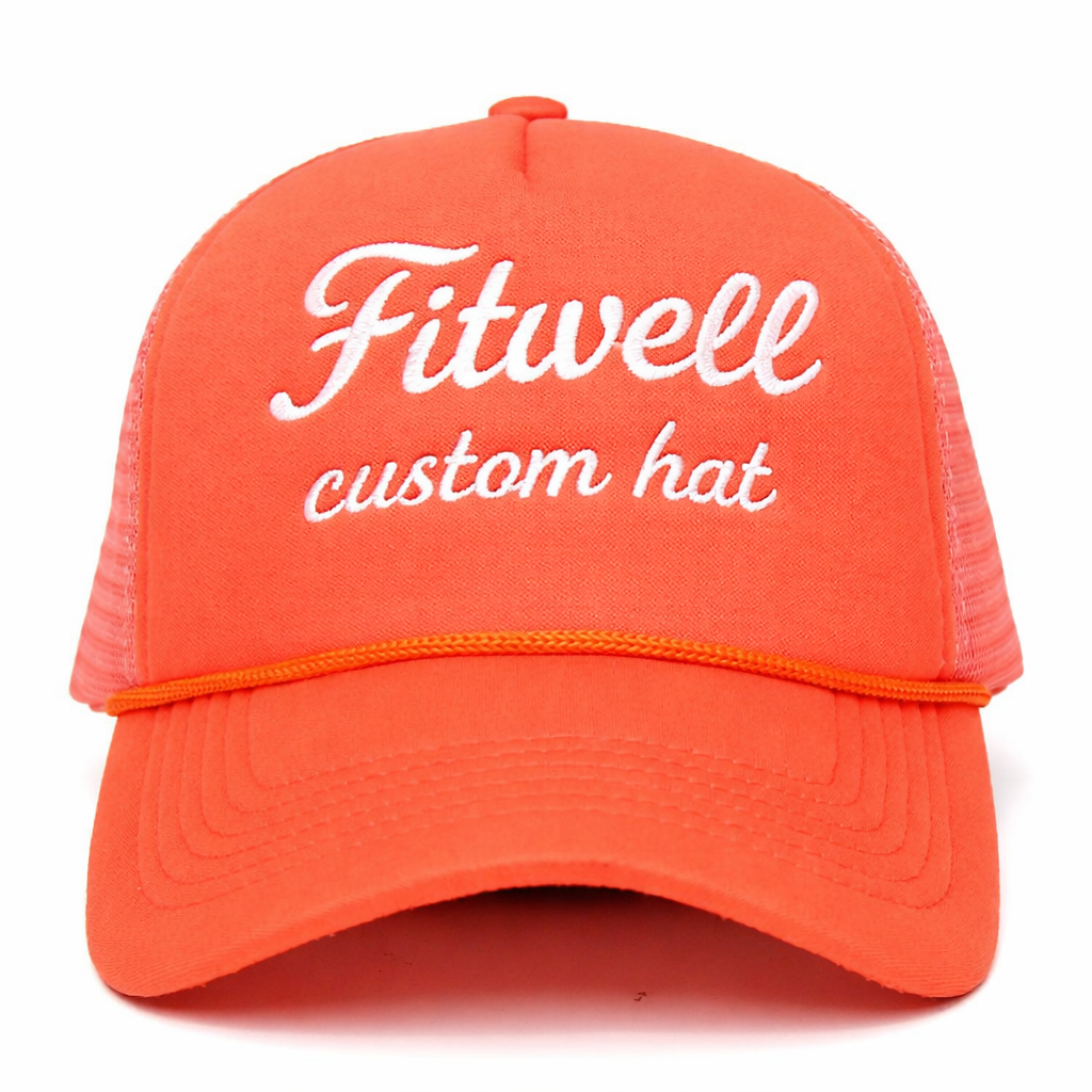 Bold Slogan Foam Trucker Hat – Orange 5 Panel Mesh Cap