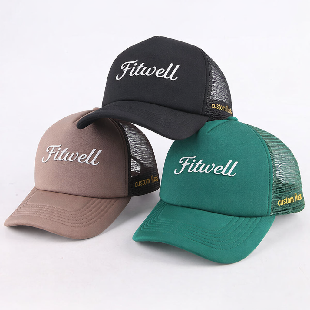 Luxury Letter Embroidered Trucker Cap – 5 Panel Mesh Back Hat