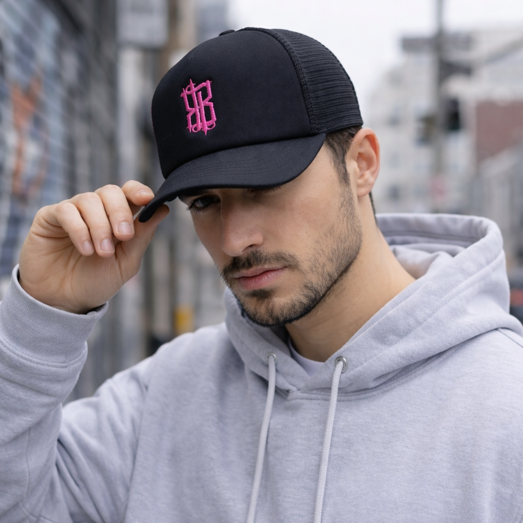 Minimalist Monogram Mesh Trucker Hat – Foam Front Embroidered Cap