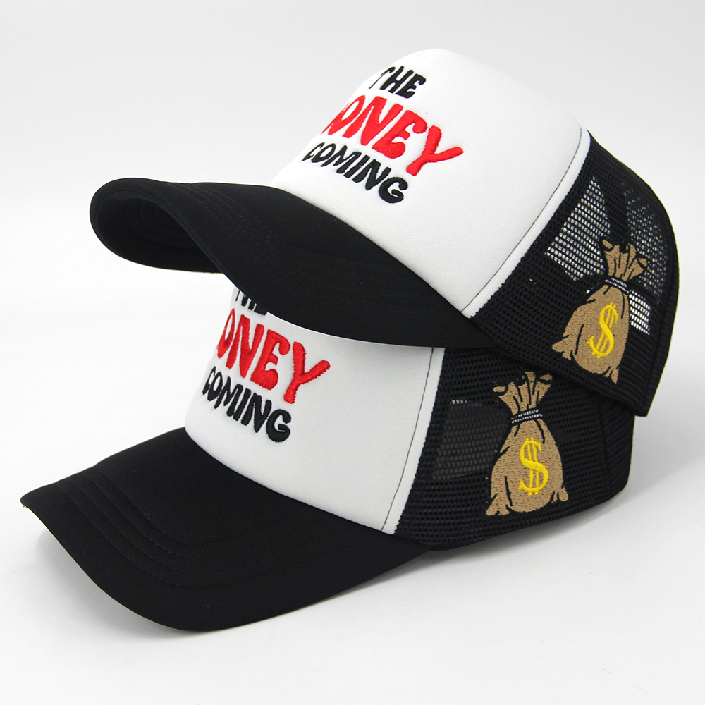 The Money Is Coming Embroidered Foam Mesh Trucker Hat