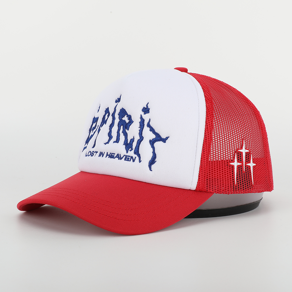 Spirit Lost in Heaven Flame Text Trucker Hat – 5 Panel Foam Cap