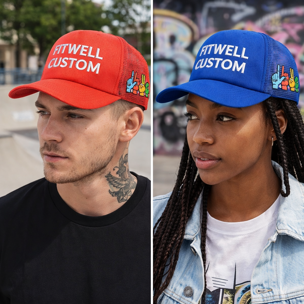 Just Breathe Colorful Foam Trucker Hat with Peace Sign Mesh – Bold 5 Panel Snapback