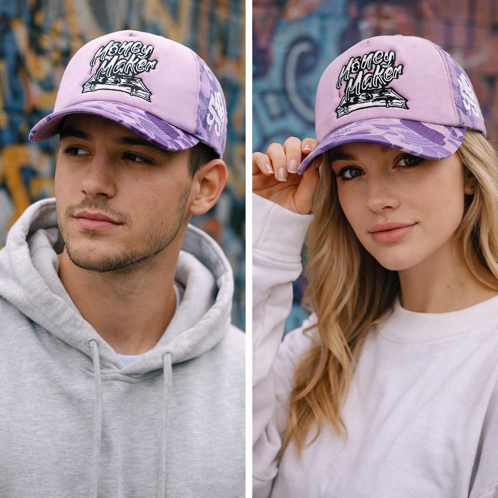 Money Maker Purple Camo Foam Trucker Hat