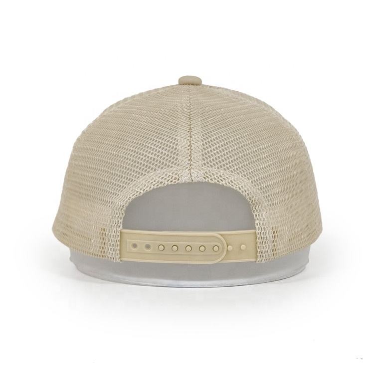 Beige and White Foam Trucker Hat with Gothic Letter Embroidery