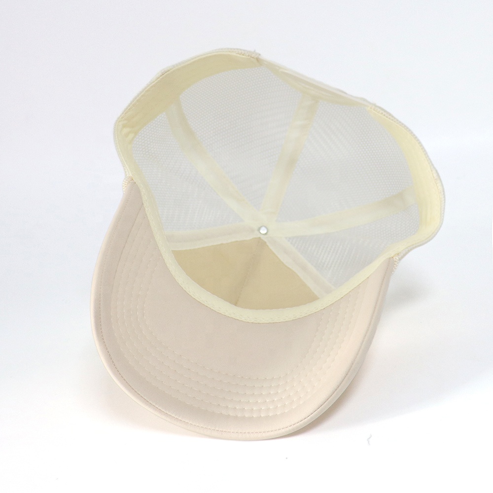 5 Panel Foam Trucker Hat with Script Embroidery Mesh Back Adjustable Snapback Cap