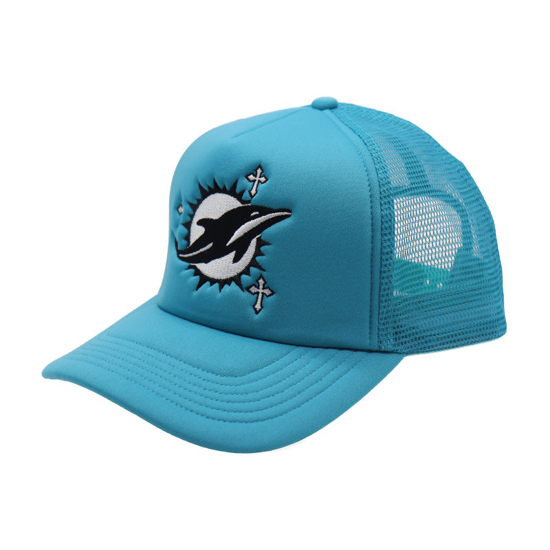 Blue Dolphin Embroidered Foam Front Mesh Trucker Cap
