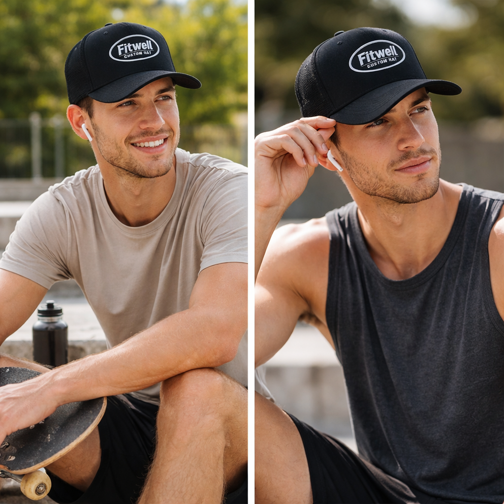 Black Mesh Back Trucker Hat with Foam Front and Embroidered Patch