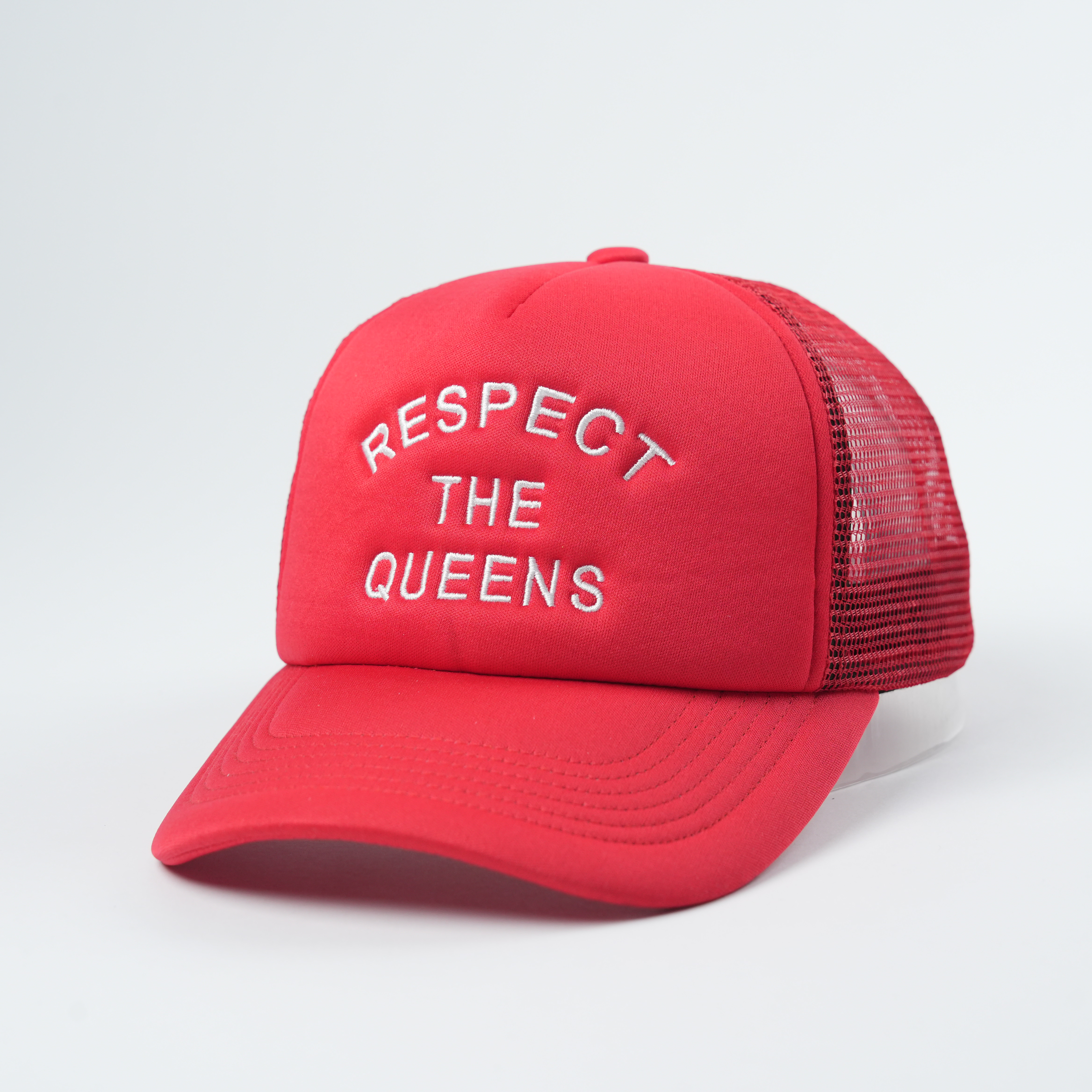 Respect The Queens Embroidered Red Trucker Hat