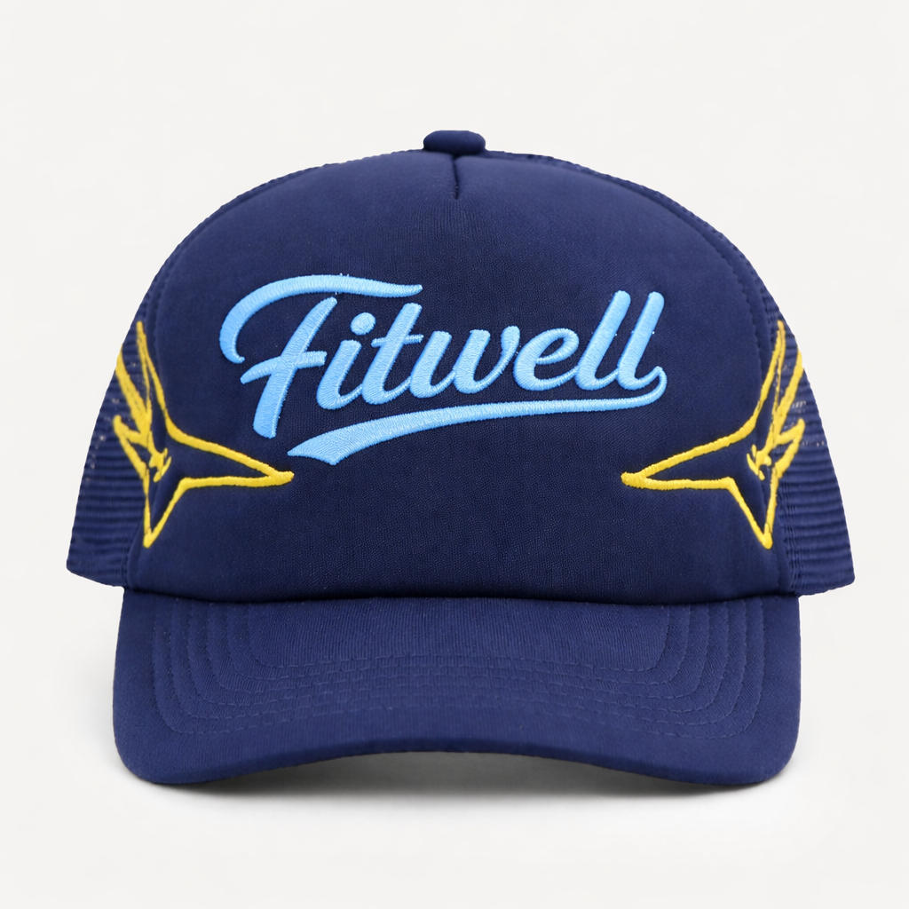 Skrued® Foam Front Mesh Back Trucker Hat with Flat Embroidery – Navy Blue