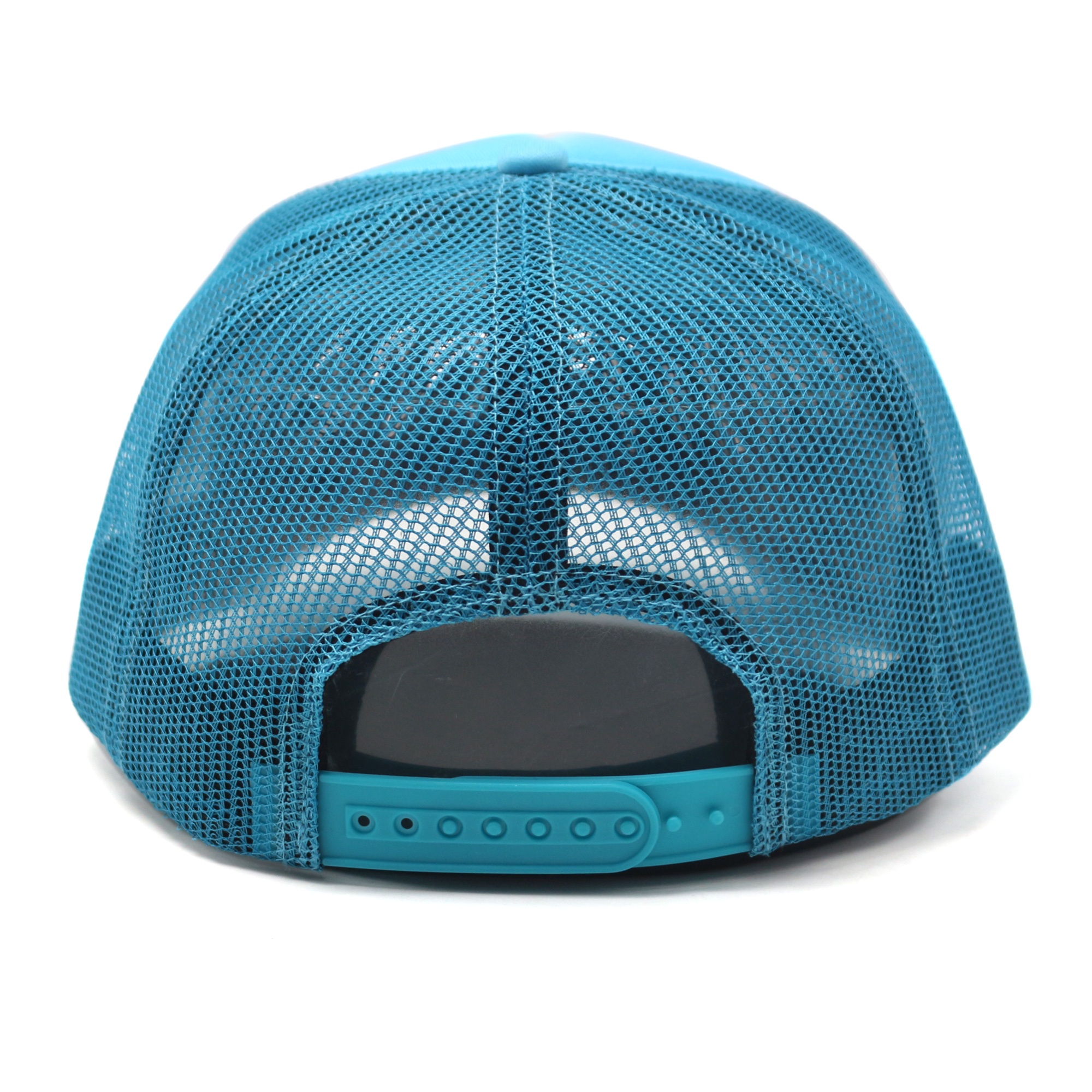 Blue Foam Mesh Trucker Hat with Flat Embroidered Logo