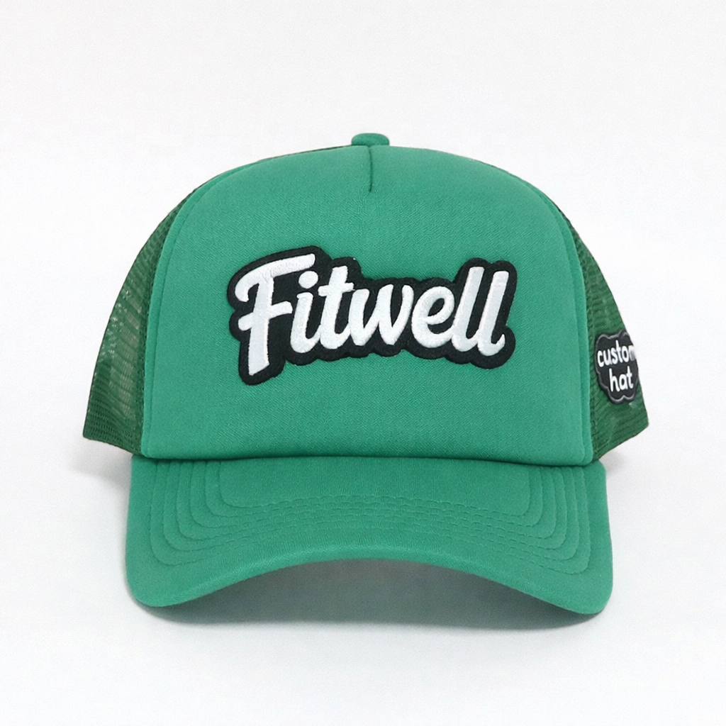Green Foam Trucker Hat with Bold Front Patch Embroidery