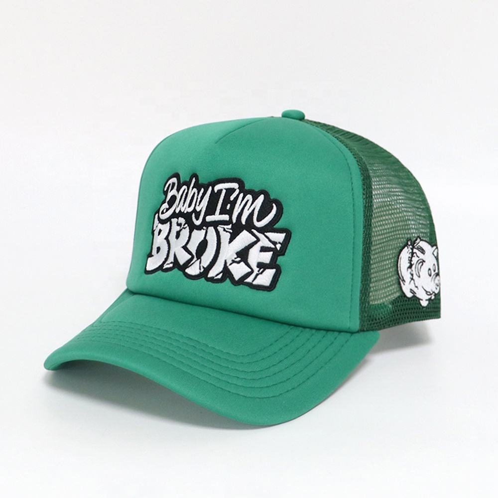 Green Foam Trucker Hat with Bold Front Patch Embroidery