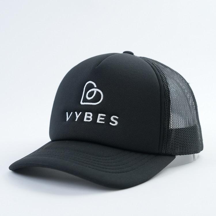 Black Mesh Trucker Cap with Embroidered VYBES Logo