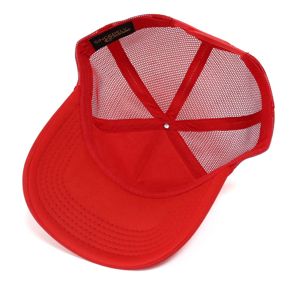 Red Trucker Hat with Sneaker Lover Embroidery