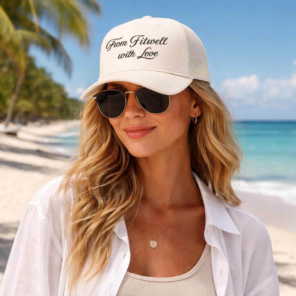 5 Panel Foam Trucker Hat with Script Embroidery Mesh Back Adjustable Snapback Cap