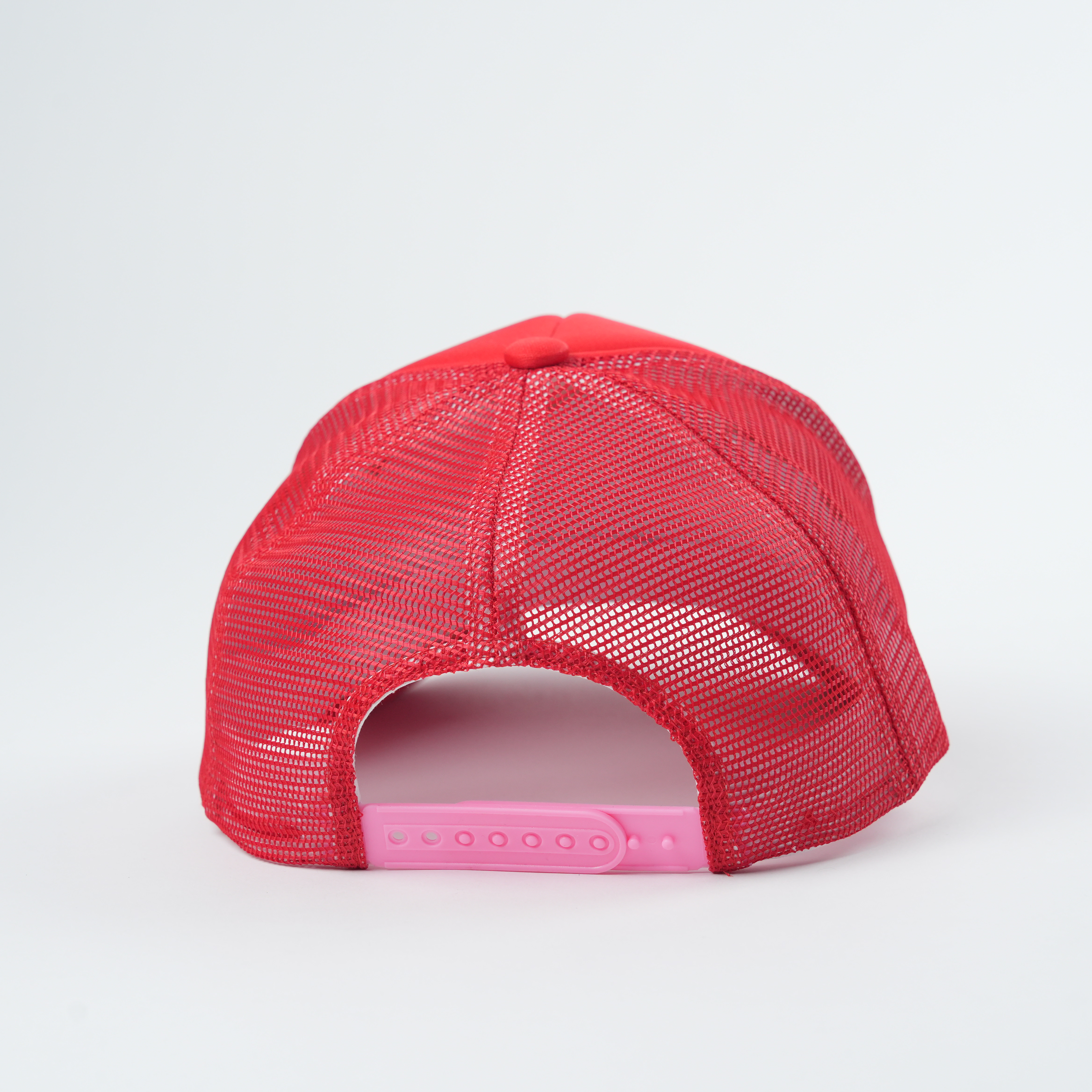LOVED Pink Embroidered Red Trucker Hat