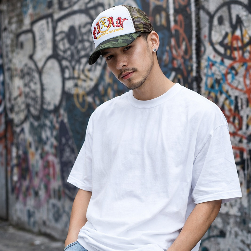 Colorful 5 Panel Foam Trucker Hat with Embroidered Logo and Mesh Back