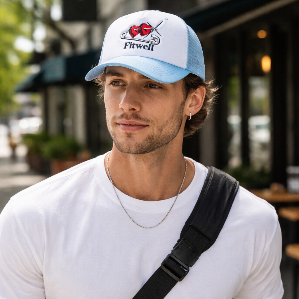 Broken Heart Safety Pin Embroidered Mesh Cap