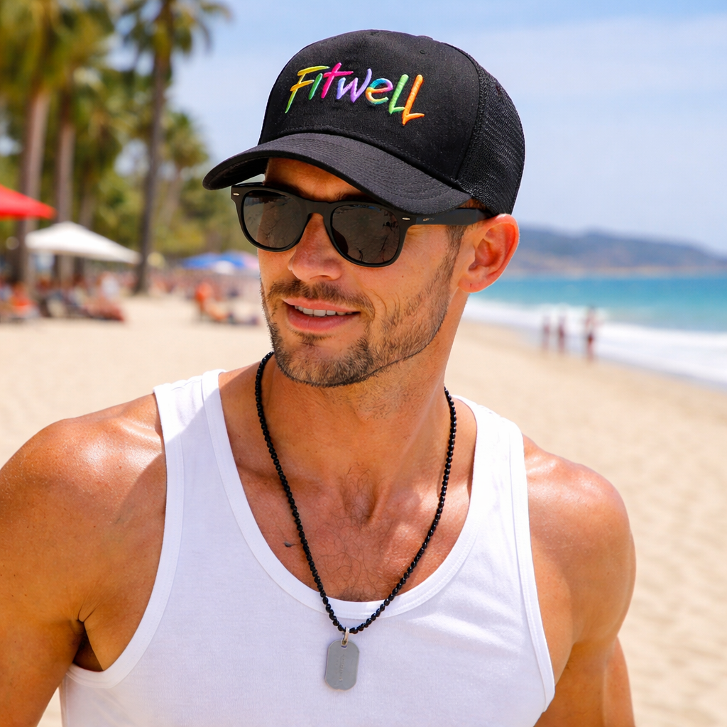 Black 5-Panel Foam Trucker Cap with Bold Logo Embroidery