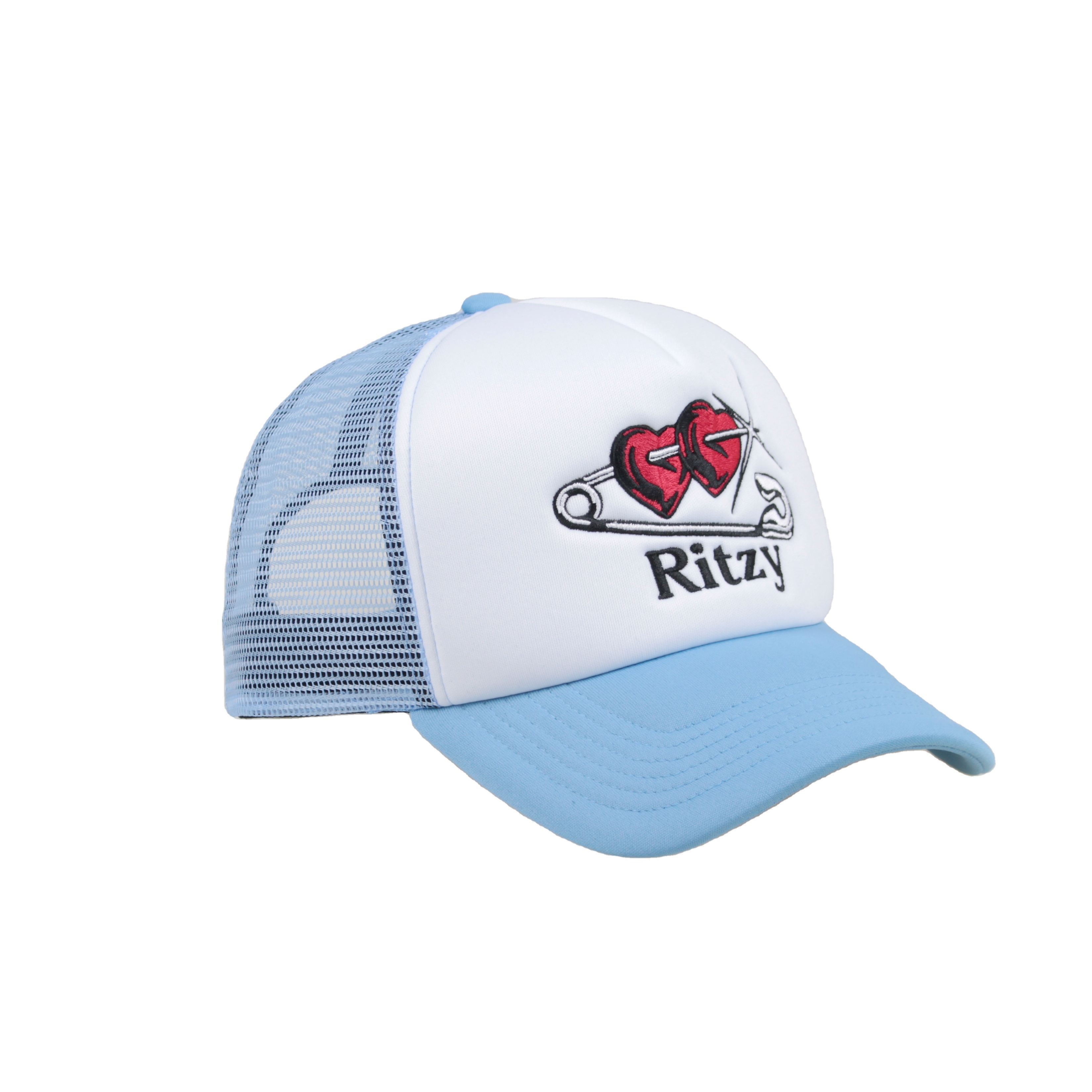 Broken Heart Safety Pin Embroidered Mesh Cap