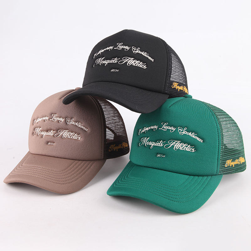 Luxury Letter Embroidered Trucker Cap – 5 Panel Mesh Back Hat