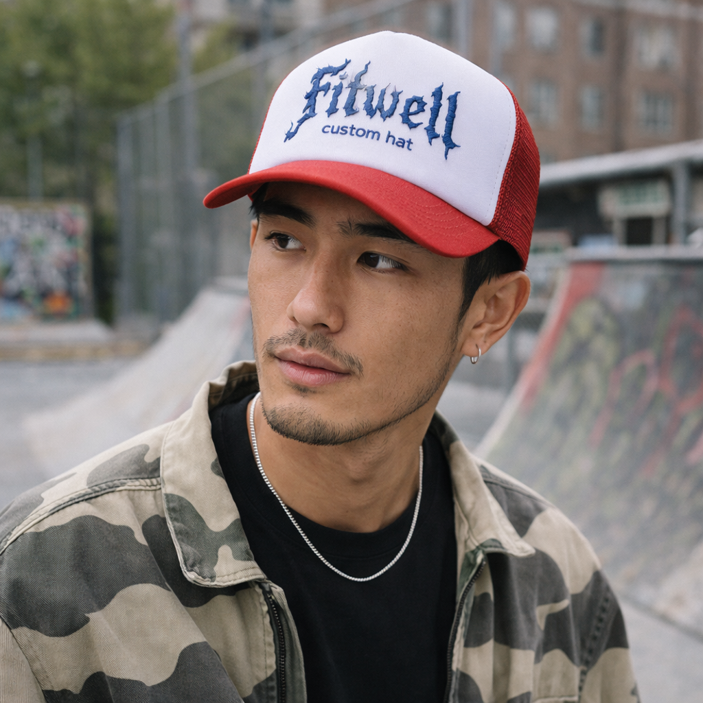 Spirit Lost in Heaven Flame Text Trucker Hat – 5 Panel Foam Cap