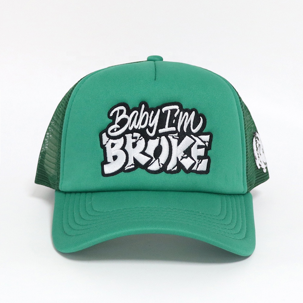 Green Foam Trucker Hat with Bold Front Patch Embroidery