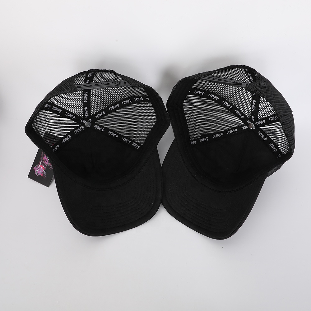 Black 5-Panel Foam Trucker Cap with Bold Logo Embroidery