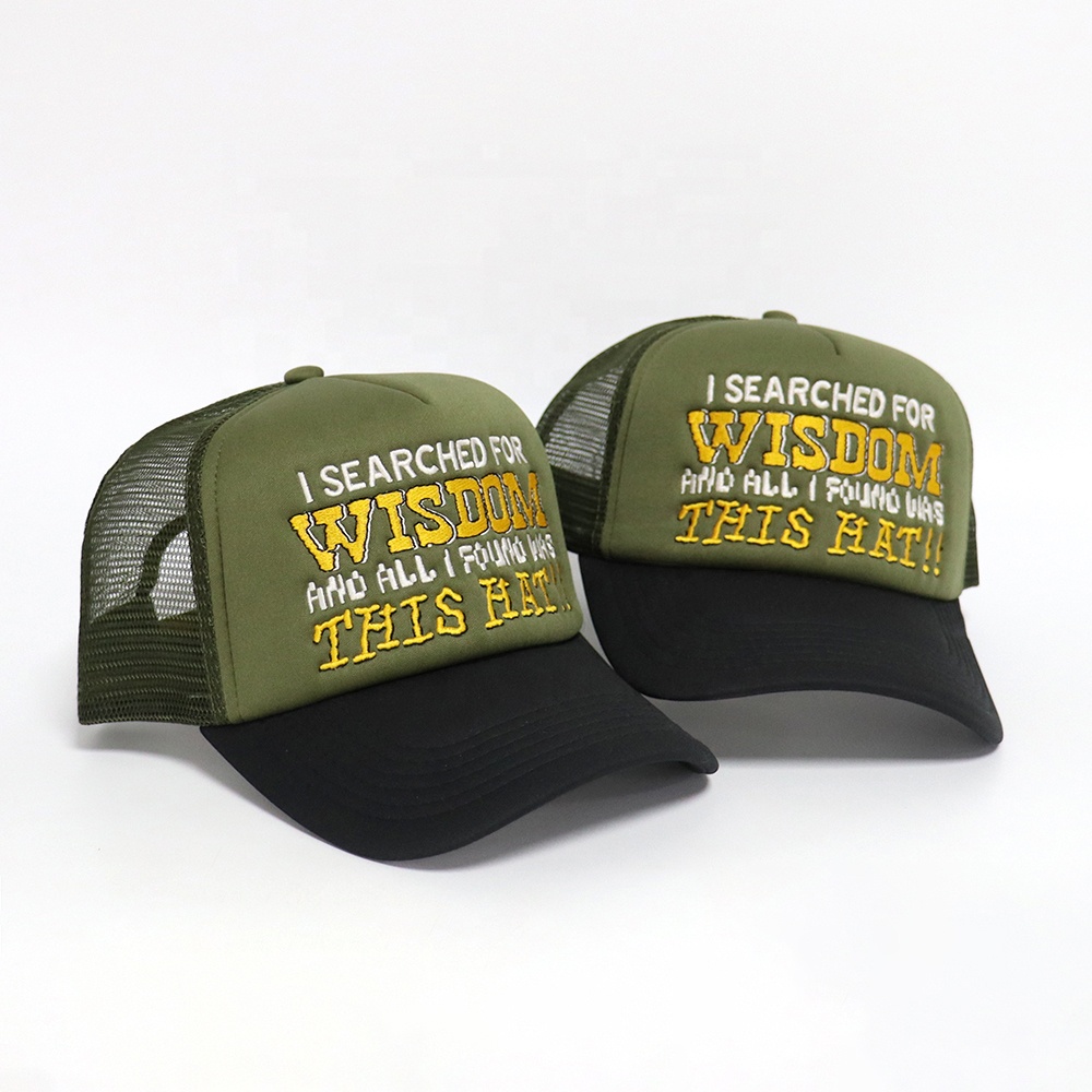 5 Panel Foam Trucker Hat with Flat Embroidery Slogan Adjustable Snapback Cap