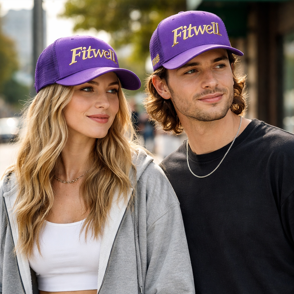 Purple Trucker Hat with Yellow &quotBLACK MADE BY