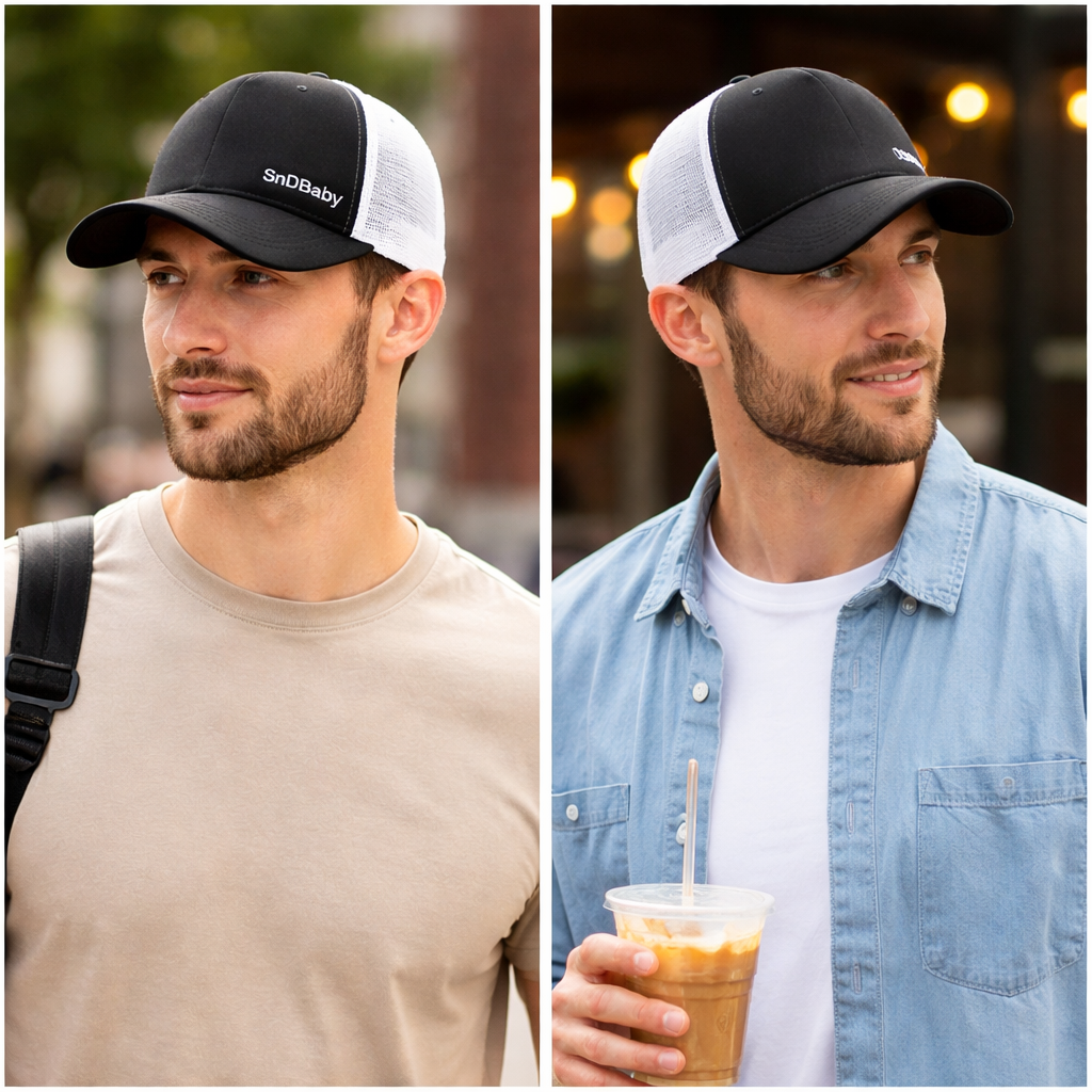 SnDBaby Black Mesh Back Foam Trucker Cap – Casual Street Style Hat