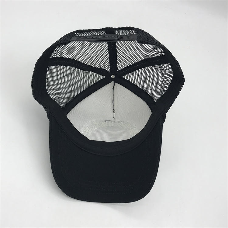 Vintage Gothic Mesh Trucker Hat with Flat Embroidery – Black Foam Cap